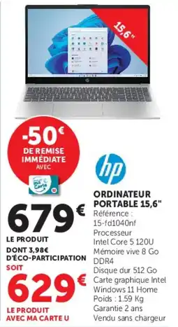 Hyper U HP ORDINATEUR PORTABLE 15,6" offre