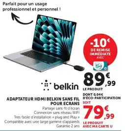 Hyper U Belkin Adaptateur HDMI sans fil pour écrans offre