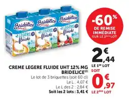 U Express Bridelice Creme legere fluide UHT 12% MG offre