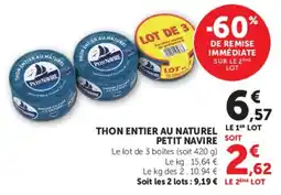 U Express Petit Navire Thon entier au naturel offre
