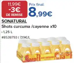 Costco SONATURAL Shots curcuma / cayenne x10 offre