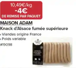 Costco MAISON ADAM Knack d'Alsace fumée supérieure offre