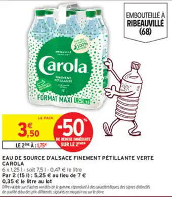 Carola Eau de source d'Alsace finement pétillante verte