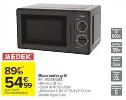 Carrefour Market MEDEK Micro-ondes grill offre