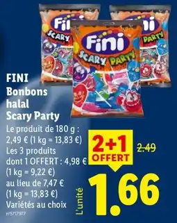 Lidl FINI Bonbons halal Scary Party offre