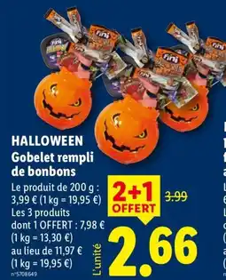 Lidl fini Halloween Gobelet rempli de bonbons offre