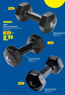 Lidl Crivit haltere court hexagonal offre