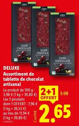 Lidl Deluxe Assortiment de tablette de chocolat artisanal offre