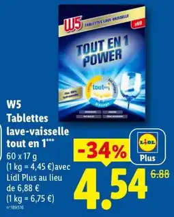 Lidl W5 Tablettes lave-vaisselle tout en 1** offre