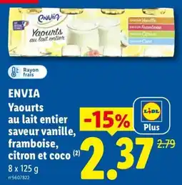 Lidl ENVIA Yaourts au lait entier offre