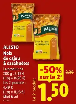 Lidl Alesto Noix de cajou & cacahuètes offre