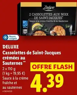 Lidl Deluxe Cassolettes de Saint-Jacques crémées au Sauternes offre