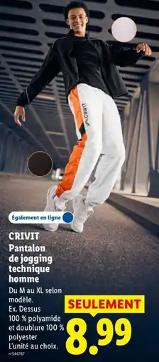 Lidl CRIVIT Pantalon de jogging technique homme offre