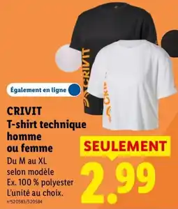 Lidl CRIVIT T-shirt technique offre