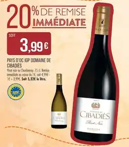 Match DOMAINE DE CIBADIES Pinot Noir offre