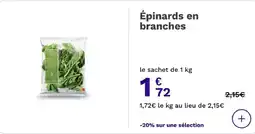 Picard Epinards en branches offre