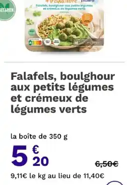Picard Picard Falafels, boulghour aux petits légumes et crèmeux de légumes verts offre