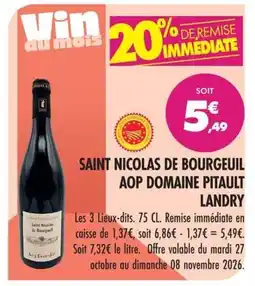 Match SAINT NICOLAS DE BOURGEUIL AOP DOMAINE PITAUT LANDRY offre