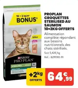 Animalis PRO PLAN Croquettes stérilisé au saumon offre