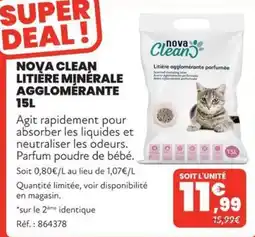 Animalis NOVA CLEAN LITIÈRE MINÉRALE AGGLOMÉRANTE offre