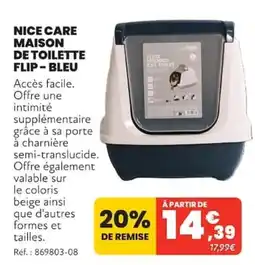 Animalis NICE CARE MAISON DE TOILETTE FLIP - BLEU offre