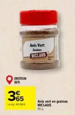 Carrefour NICLAUS Anis Vert Graines offre
