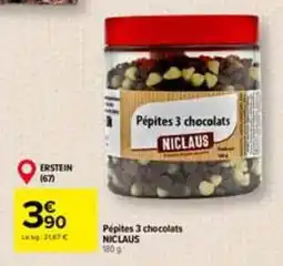 Carrefour NICLAUS Pépites 3 chocolats offre