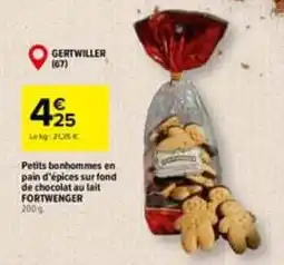 Carrefour FORTWENGER Petits bonhommes en pain d'épices sur fond de chocolat au lait offre