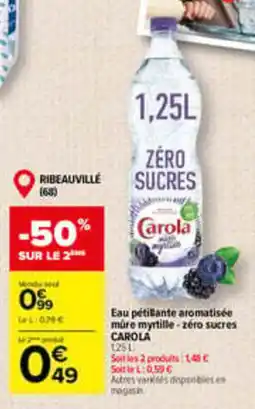 Carrefour Carola Eau pétillante aromatisée mûre myrtille offre