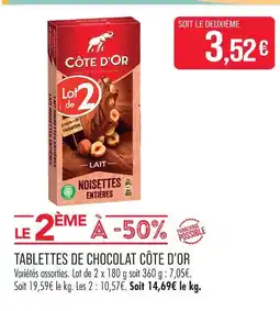 Match Côte d’or tablettes de chocolat offre