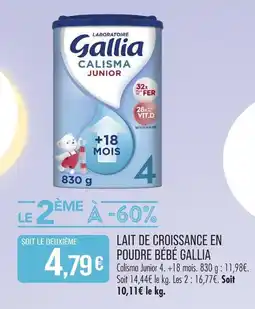 Match Gallia lait de croissance en poudre bébé offre