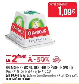 Match Chavroux fromage frais nature pur chèvre offre