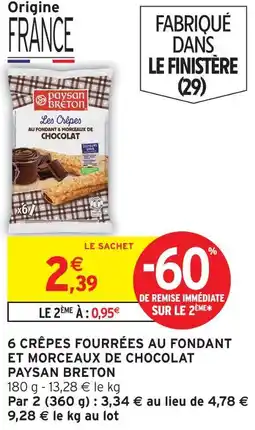 Intermarché Paysan breton crêpes fourrées au fondant et morceaux de chocolat offre
