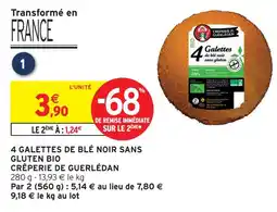 Intermarché Crêperie de guerlédan 4 galettes de blé noir sans gluten bio offre