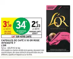 Intermarché L'or capsules de café x 10 or rose intensité 7 offre