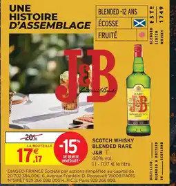 Intermarché J&b scotch whisky blended rare 1 l offre