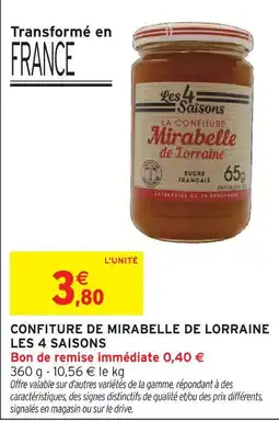 Intermarché Les 4 saisons confiture de mirabelle de lorraine offre