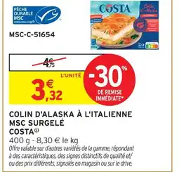Intermarché Costa colin d'alaska à l'italienne msc surgelé offre