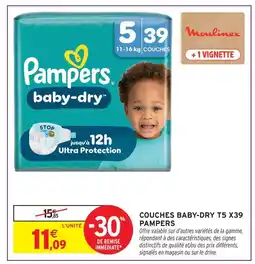 Intermarché Pampers couches baby-dry t5 x39 offre