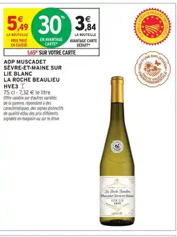 Intermarché La roche beaulieu aop muscadet sèvre-et-maine sur lie blanc hve3 offre