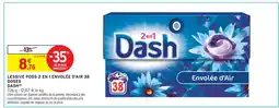 Intermarché Dash lessive pods 2 en 1 envolée d'air 38 doses offre