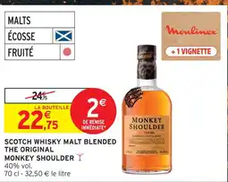 Intermarché Monkey shoulder scotch whisky malt blended the original offre