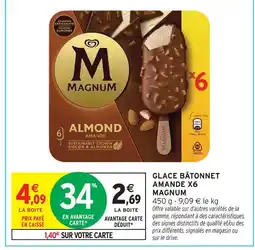 Intermarché Magnum glace bâtonnet amande x6 offre