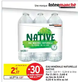 Intermarché Native eau minérale naturelle offre