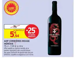Intermarché Hérésie aop corbières rouge offre
