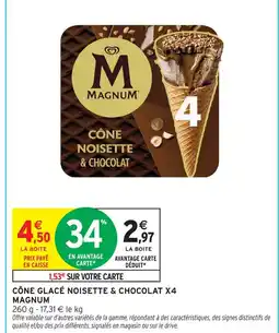 Intermarché Magnum cône glacé noisette & chocolat x4 offre