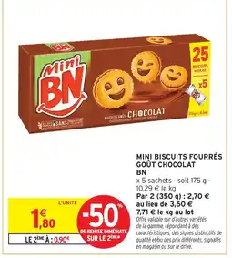 Intermarché Bn mini biscuits fourrés goût chocolat offre