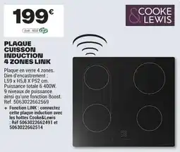 Brico Dépôt COOKE&LEWIS PLAQUE CUISSON INDUCTION 4 ZONES LINK offre