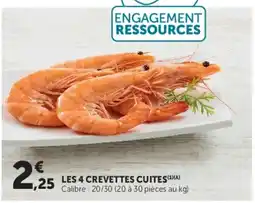 Hyper U LES 4 CREVETTES CUITES offre