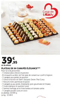 Hyper U Coup de cœur PLATEAU DE 64 CANAPÉS ÉLÉGANCE offre
